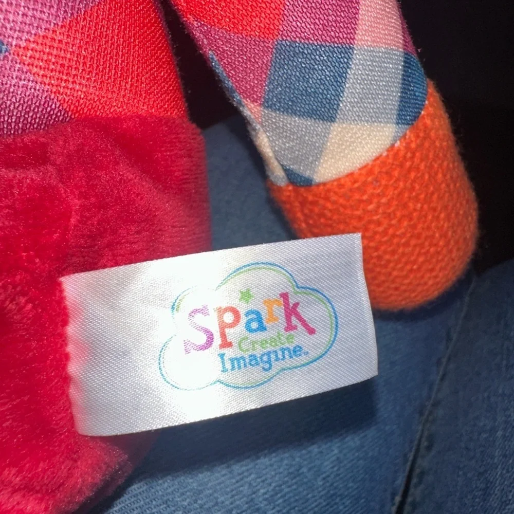 Spark imagine Adorable Plush Fox with preppy suspenders & plaid top & bow tie